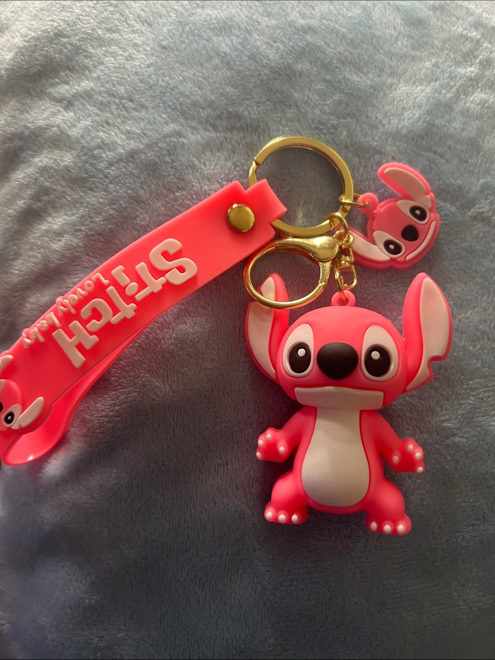 Pink Cartoon Stitch Keychain